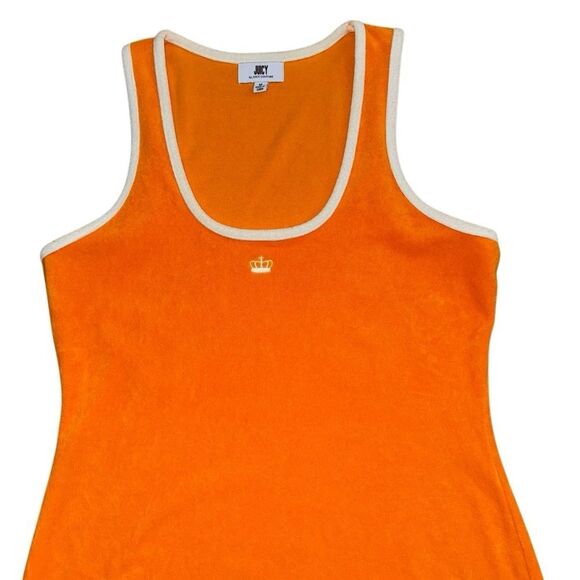 Juicy Couture Women’s Towel Terry Midi Dress W/ Side Slit in Mango Size Medium - Picture 4 of 8